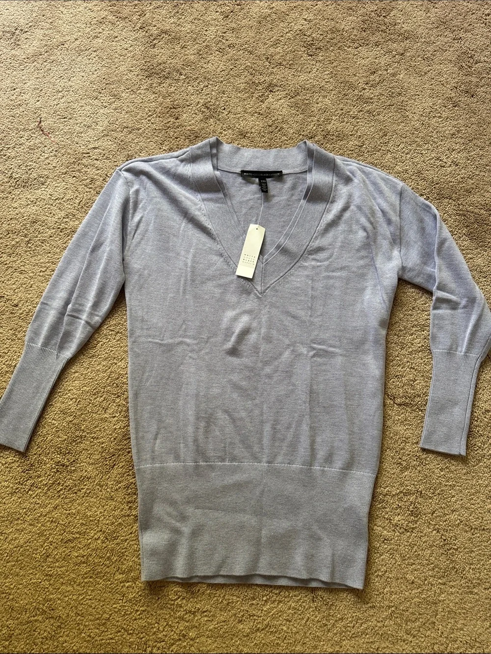 White House Black Market V-Neck Knit Tunic Sweater - Picture 3 of 5
